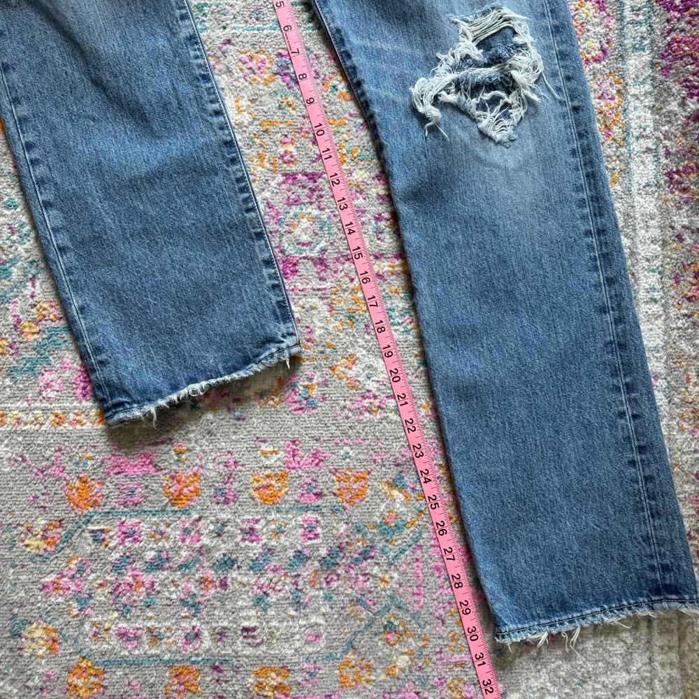 Moussy Vintage Plymouth Straight Blue High Rise Distressed Jeans Women's Size 28 - Picture 8 of 13